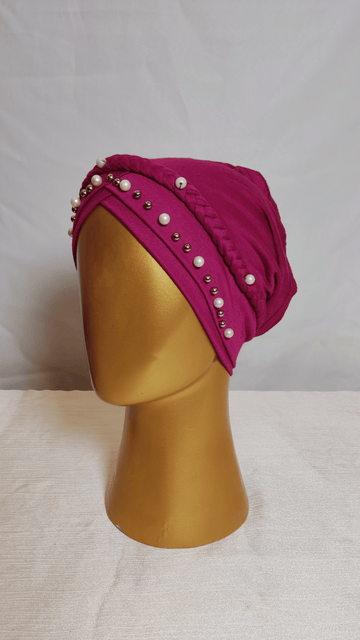 Braided Pearl Cap - Raspberry